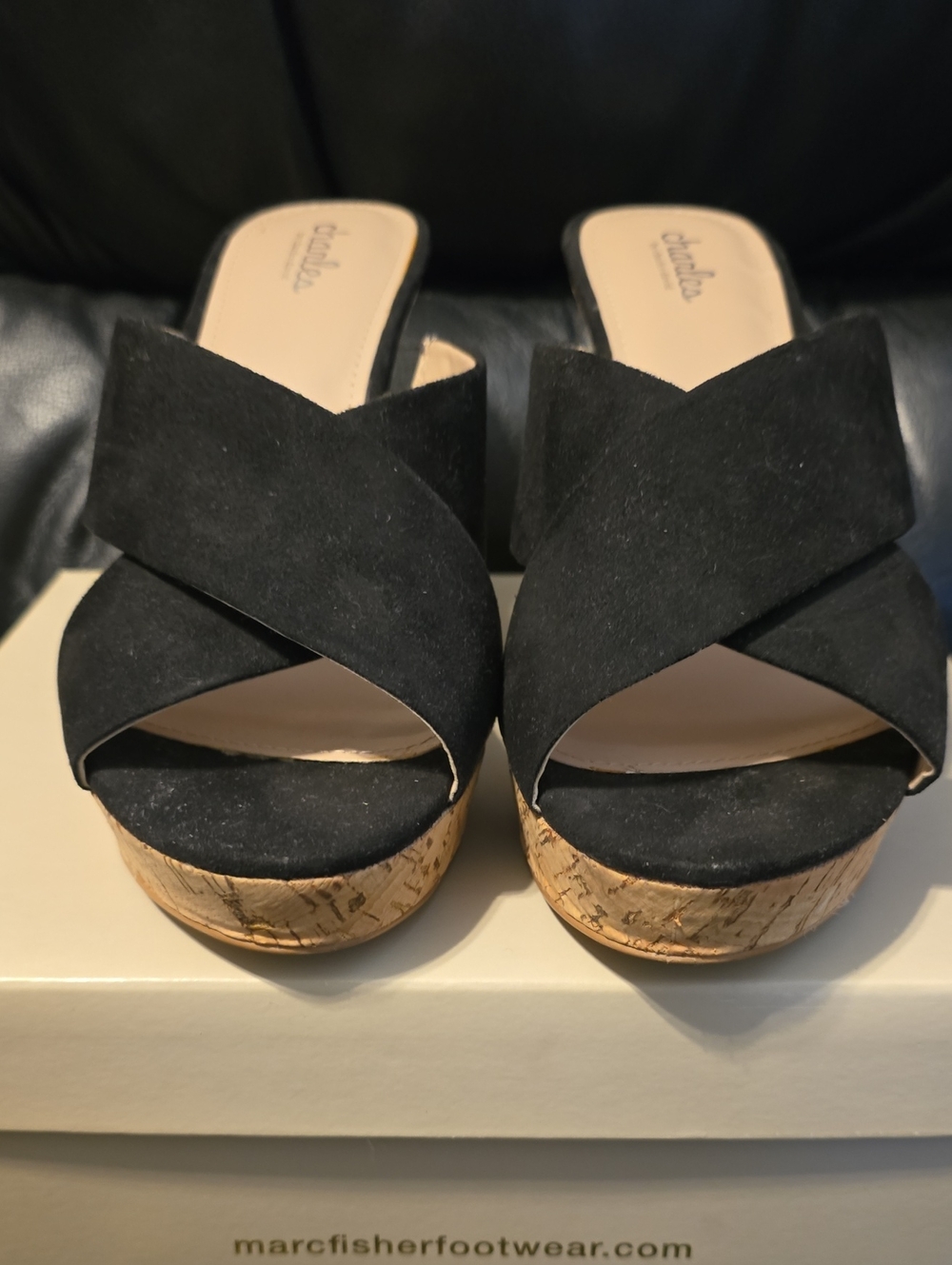 NIB Charles by Charles David Latrice Wedge Sandals - Black, Hard To Find 13M